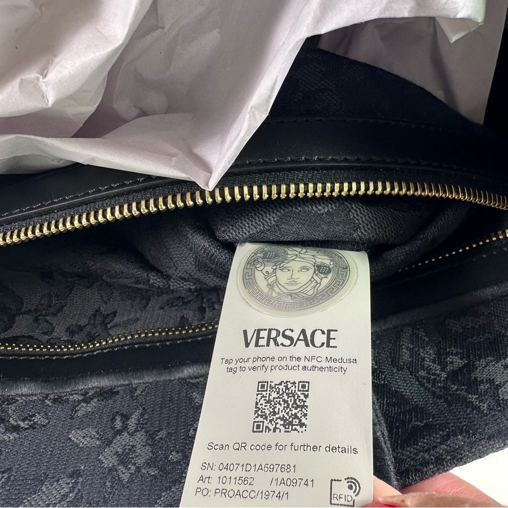 NEW! Versace Barocco Athena Medium Tote Black/Gray - Picture 9 of 12